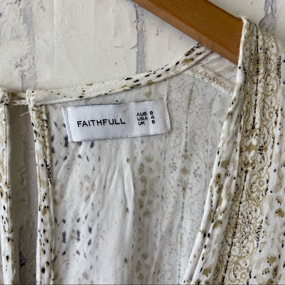 Faithfull the Brand Fox Romper Playsuit White Oasis Print Open Back S 4 - Picture 6 of 10